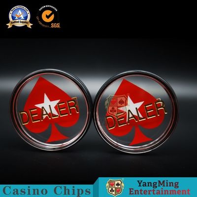 High Transparent Acrylic Red Heart Carving Dealer Button Code Card Texas Hold' Em Professional Game Round Positioning