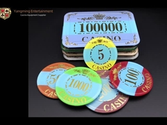 Kasino Baccarat Meja Kristal Akrilik UV Chip Poker 45mm 34g