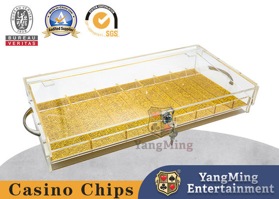 Beli Akrilik 8 Grid yang sepenuhnya transparan yang dapat dikunci Chip Box Poker Table Top Handle Chip Tray pembuatan online