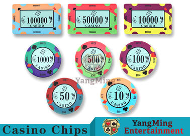 Beli Chip Kasino Keramik 40 / 43mm Warna Cerah Dengan Desain Cetak Kustom pembuatan online