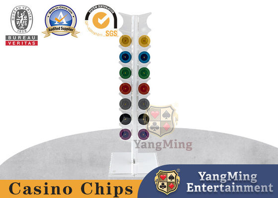 Beli 16 Stand Display Chip Vertikal Dengan Desain Akrilik Transparan Chip Poker Bulat 40mm pembuatan online