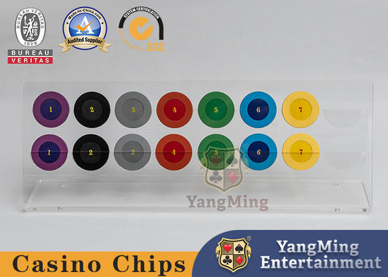 Beli Acrylic Transparan Dua Lapisan 16-Piece Round Chip Display Rack Produsen Custom Roulette Table Poker Chip Coin Countertop Display Rack pembuatan online