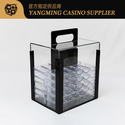 Beli 100% Transparan 1000pcs Poker Tanah liat Bentuk Bulat Chip Carrier Akrilik Pabrik Custom Casino Chip Carrier Dengan Handle pembuatan online