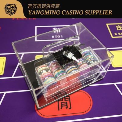 Beli 400 Pieces Poker Chips Case of Acrylic Texas Hold'em Chips Box pembuatan online