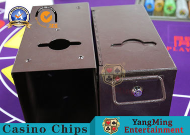 Beli Disesuaikan Deluxe metalik besi Kotak Uang Texas Hold'em Poker Meja Cash Drop Pembawa Tip Box pembuatan online