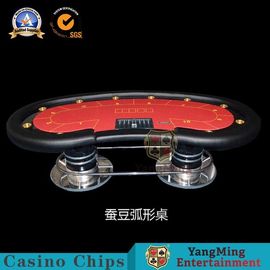Beli 8-10 Orang Oval Kasino Lipat Meja Poker Texas Hold'Em Meja Led Dengan Kain Tahan Air Meja Top pembuatan online
