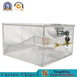 Beli Sepenuhnya Transparan Gamb Persegi Acrylic Roulette Toke Box / Meja Kustom Kotak Kartu Poker Chips Logam Kunci Pembawa pembuatan online