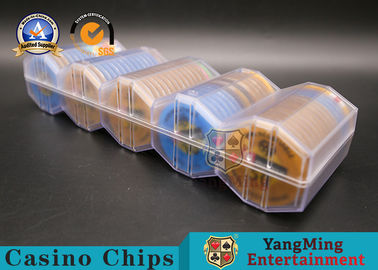 Beli Rak Poker Chip mewah, 100 pcs 5 Rows gaya bulat plastik pemegang chip, Buram belah ketupat mengambang pembuatan online