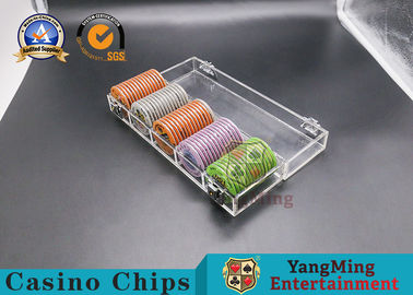 Beli 5 Rows Clay Poker Chips Case Texas Casino Chips Carrier Dengan Kunci 280 * 85 * 65mm pembuatan online