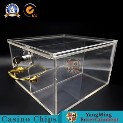 Beli Transparan Tebal Akrilik Dua Kotak Chip Kotak Kunci Logam Kustom Versi Mewah Kotak Penyimpanan Kartu Poker Chip Portabel pembuatan online