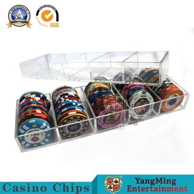 Beli Klub Kustom Akrilik Tebal 100 Yards Kotak Chip yang Dapat Dikunci Penuh Transparan Bulat 50mm Poker Anti-Pemalsuan Chips Tray pembuatan online