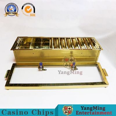 Beli Titanium Golden Yellow Stainless Steel Metal Double-Layer Double-Locking Chip Tray Meja Permainan Klub Poker Kelas Atas Kustom pembuatan online