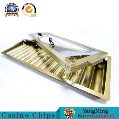 Beli 15 Grid Round Code Metal Glass Cover Kasino Chip Tray Lapisan Tunggal pembuatan online