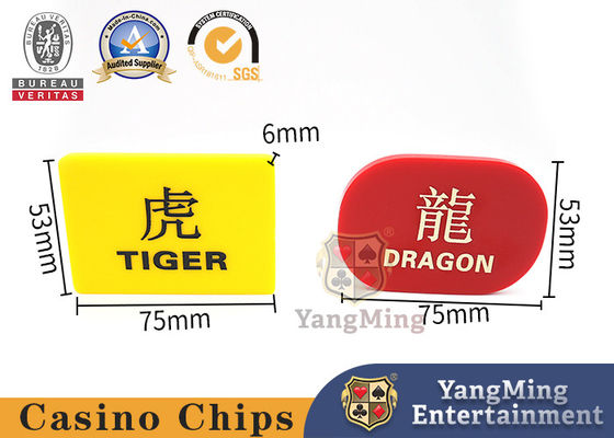 6mm Dragon Tiger Marker ABS Akrilik Ukiran Dragon Tiger Meja Poker Permainan Posisi Kartu
