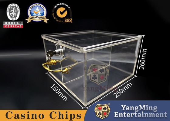 Kotak Chip Kunci Akrilik Kotak Hadiah Pegangan Kartu Chip Poker Transparan Sepenuhnya