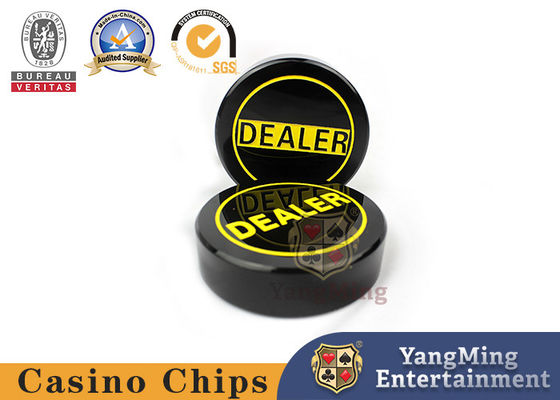 Brand New Black Acrylic Dealer Hold'Em Poker Table Game Double Sided Engraved Positioning Card