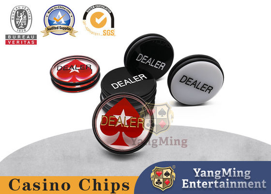 Stock Direct Hitam dan Putih Dua Sisi Ukiran Dealer Button Casino Baccarat Texas Hold'em Poker Game Tabletop Dealer Button