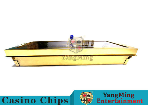 Metal Plated Kuning 14 Compartment Chip Tray Lantai Ganda Mengunci Poker Chip Float