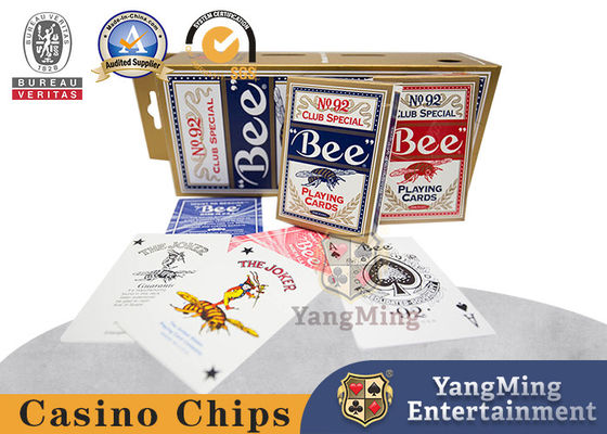 Merah dan Biru Lebah Kembali Pola 310g Black Core Casino Kartu Poker Tempat Kemasan Kotak Warna