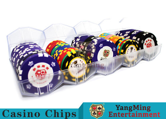 Pemegang Chip Poker Akrilik Transparan Sentuh Tubuh halus Mat 14g Pemegang Chip Set