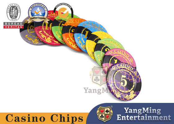 Casino Chips Suhu Tinggi Perhiasan Emas Desain Grid Baccarat Akrilik Kristal Poker Chips