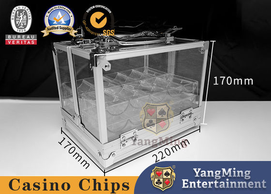 Baccarat Texas Permainan Meja Chip Box 600 Piece Aluminium Alloy Dengan Lock Chip Carrier