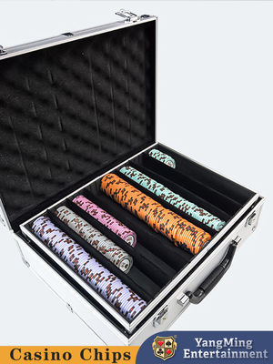 Kotak Chip Aluminium Perak Keramik Casino Poker Chips Dengan Lock Storage Chip Case