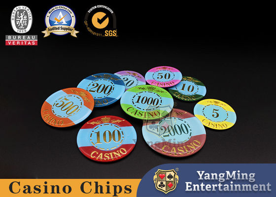 Pabrik Custom Acrylic Crown Stamping Chips Baccarat Poker Casual Gaming Countertop Chips