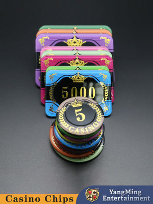 Gandum Telinga Mahkota Bronzing Akrilik Chip Poker Kasino Kustom Ungu Sinar UV