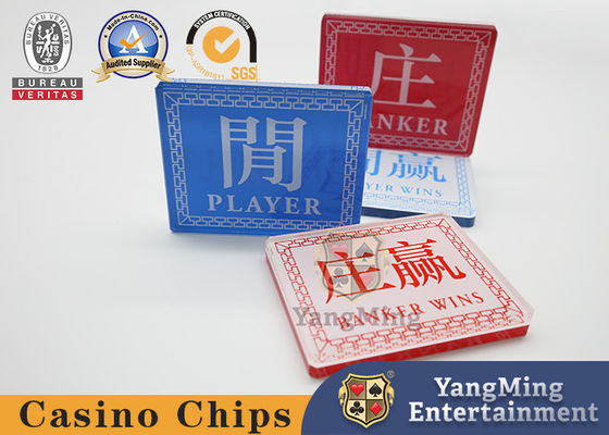 Meja judi Baccarat Permainan Poker Menang Tombol Akrilik Plastik Merah Biru Game Penanda Desain Pabrik Aksesoris Kustom