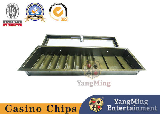 Premium Bright Silver 8 Baris Bumbung Bulat Keramik Poker Chips Set Tray Casino Chips Single Layer Carrier