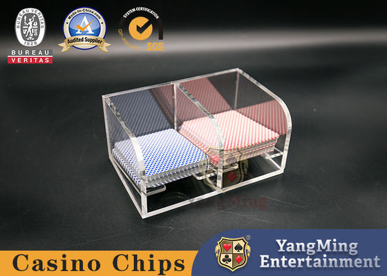Crystal Transparan Akrilik Cow Cow Poker Discard Box Club Game Meja 2 Kompartemen Kasus Kartu