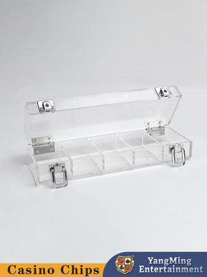 Akrilik 100% transparan 50mm Locking Chip Tray Kasino Baccarat Tabletop Poker Game Chip Tray
