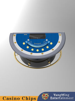 Grosir Disesuaikan Setengah Round Treadle Blackjack Poker Table Internasional Standar Blackjack Game Card Chip Game Table