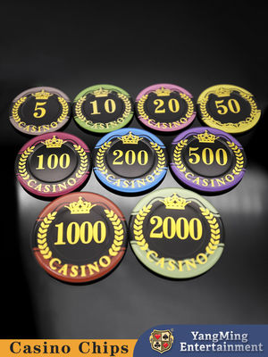 Grosir Customized Wheat Crown Stamping Chip Akrilik Baccarat Texas Hold'em Casual Games Chips Meja