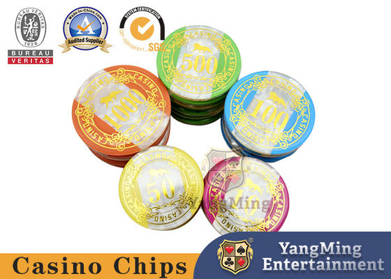 Akrilik Plastik Poker Chip Set 760pcs Casino Suit Untuk Kasino 5 - 8 Pemain di Silver Aluminium Chip Case