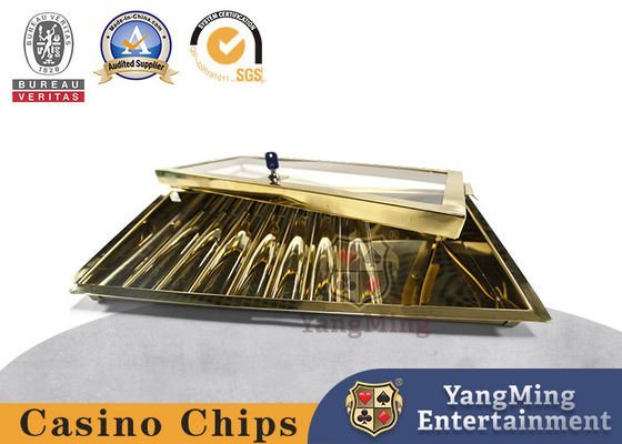 Dijual Metal Titanium 9 Compartment Single Tier Locking Chip Tray untuk Casino Club Poker Games