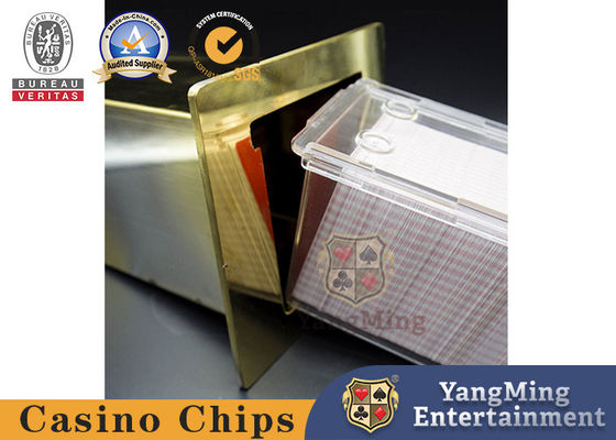 Baja tahan karat Titanium Kuning 8 Deck Pemegang Kartu Judi Meja membuang kartu Pengangkut Meja Poker Tersembunyi Kartu Kotak Logam