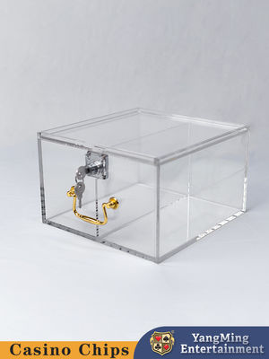 Acrylic Dua Kompartemen Kunci Chip Case Poker Game Meja Meja Top Chip Case