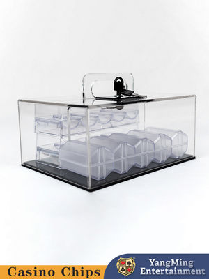 Pabrik Akrilik 400 Yards Chip Case Dengan Kunci Poker Table Game Table Top Chip Case