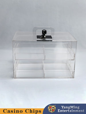 Transparent Akrilik Tepak Poker Chip Carrying Case Square Chip Case Dengan Kunci Poker Table Top