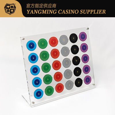 Wholesale Customized 30 Piece Acrylic Transparent Chip Display Stand For Casino Roulette Game Meja permainan yang dapat dimainkan di kasino