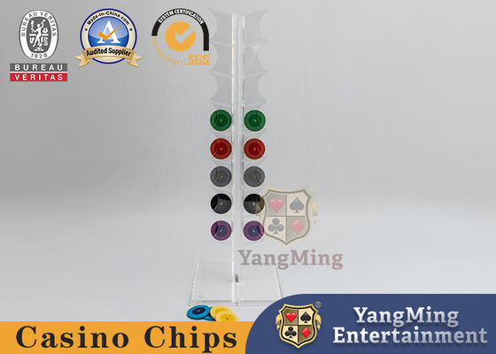 20pcs 40MM Bentuk Bulat Poker Chip Holder Bagian Horisontal Penampilan Meja Kasino Roulette Transparan