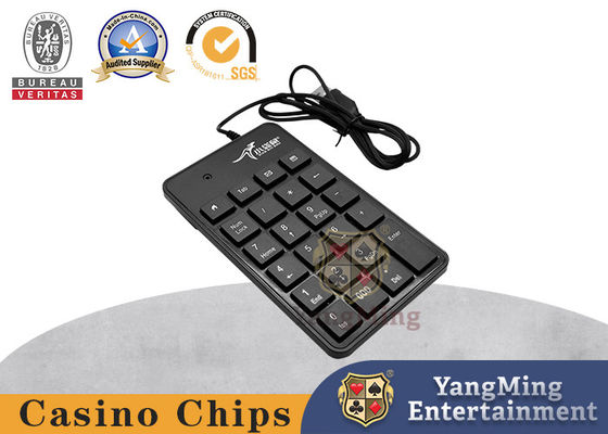 Sistem Baccarat USB Nomor Keyboard Hitam Plastik Kabel Keyboard Sistem Meja Perjudian Aksesoris