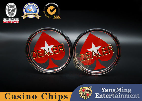 Brand New Custom High Transparent Acrylic Red Heart Carving Dealer Button Code Card Texas Hold'em Professional Game Round Posisi Kartu Spot