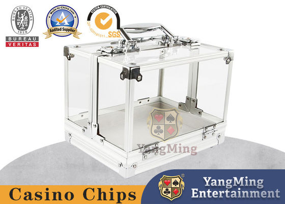 600 pcs Aluminium Kejelasan Jendela Kasino Poker Chips Pembawa Dengan Dua Kunci