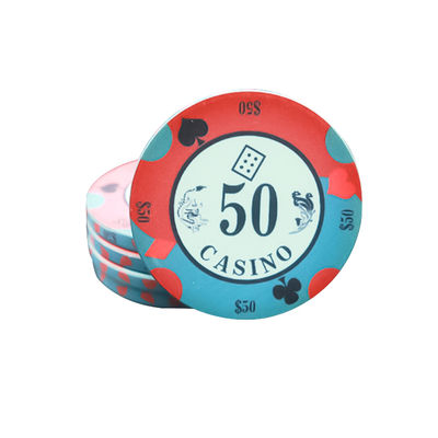 Logo Kustom Texas Hold'em Anti-Pemalsuan Kartu Poker Tanah Liat Keramik Chip Kasino Texas Catur Ruang Mahjong