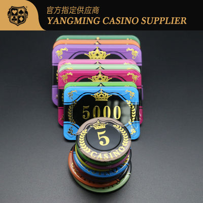 Gandum Telinga Mahkota Bronzing Akrilik Chip Poker Kasino Kustom Ungu Sinar UV