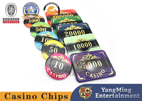 Kasino Profesional Texas Holdem Poker Chip Set Dengan Denominasi Disesuaikan