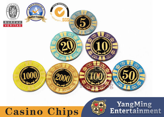 Personalised Transmisi Tinggi Crystal Chips Poker Chips Bentuk Bulat Untuk Klub Judi